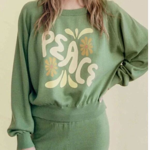 Christy Dawn Loungewear The Sonny X Sun Keep Sweater Olive Medium - Picture 1 of 6